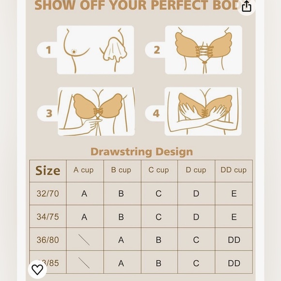 Sticky Bra Backless Strapless Push Up Invisible Lift 2 Pair NEW size B - Picture 6 of 6